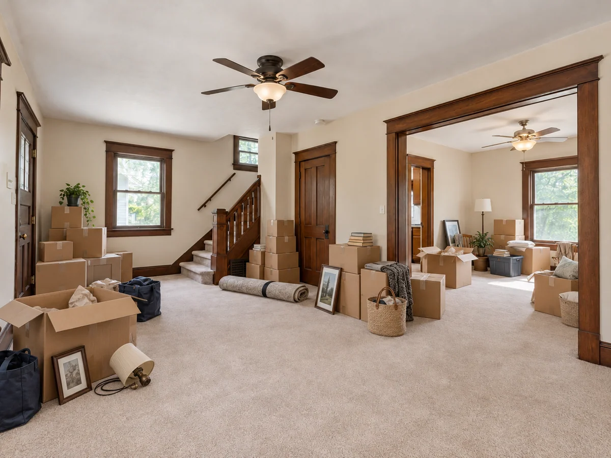 Living room before move-out cleaning